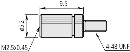 Mitutoyo Adapter (converts inch to metric) Indicator Contact Point 4-48 UNF to M2,5x0,45 Item number: 21AAA012