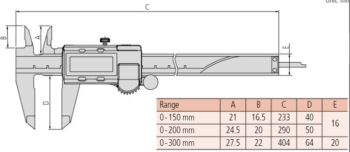 Mitutoyo Absolute aos Caliper 0-150mm/0-6" Square Depth Rod & Thumb Roller 500-171-30