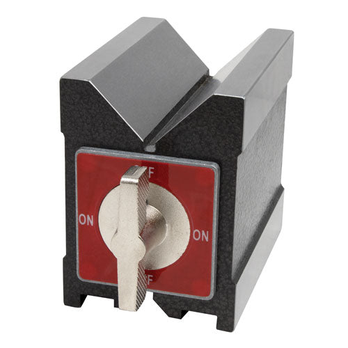 MHC 285-2412 Magnetic Vee Blocks Double sided with on off switch : 3-3/4 x 2-3/4" x 4" Capacity 2" Magnetic power : 150lbs Supplied : Single Piece