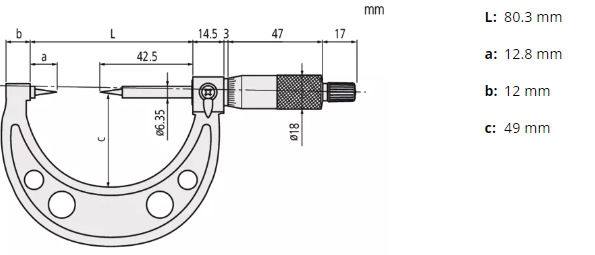 Point Micrometer with Hardened Tip 1-2", 30° Tip 112-226