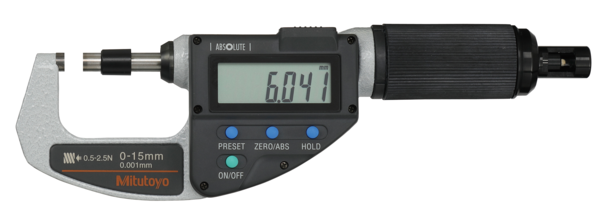 Absolute Digital Micrometer, Adjust. Force 0-15mm, 0,5-2,5N 227-201-20