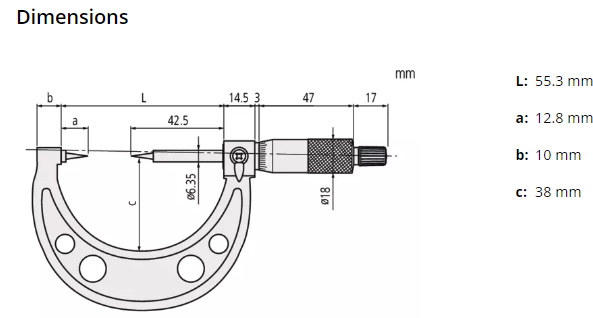 Point Micrometer with Carbide Tip 0-1", 30° Tip 112-237