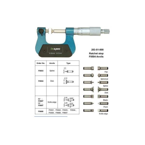 Insize Universal Micrometer 3280-25 0-25mm x .01mm with 7 sets of tips