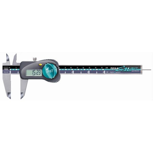 Tesa 0530312 TESA CAL IP67 magna µ system 8''/200mm Caliper Resolution .01mm/.0005'' With Thumb Roller, With RS232