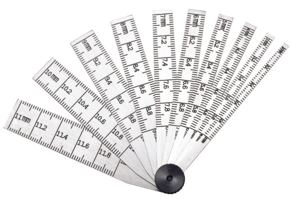 The Starrett 269 Taper Gauge features .001" graduation, .100-500" range, is 2-1/2" in Length with 8 leaves.