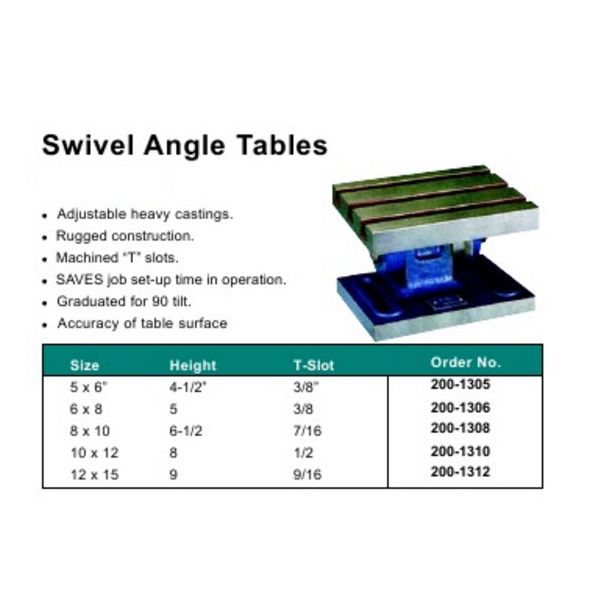 200-1312 Swivel Angle Plates 12x15"x9"Hx9/16"T-Slot