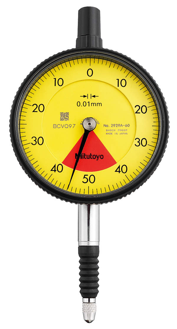 Dial Gauge, Lug Back, ISO Type One Revolution, Shock- & Dustproof, 0,8mm, 0,01mm 2929A-62