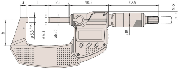 Digital Micrometer IP65, Inch/Metric 75-100mm/3-4", without Output Item number: 293-347-30 Ratchet Thimble