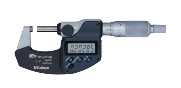 Mitutoyo Digital Micrometer IP65, Inch/Metric 0-1", with Output Item number: 293-334-30 Ratchet Stop