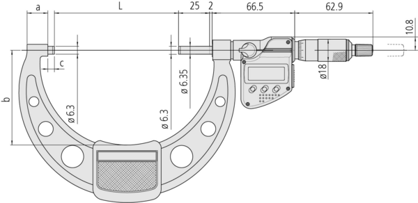 Digital Micrometer IP65, Inch/Metric 250-275mm/10-11", with Output Item number: 293-356-30 Ratchet stop