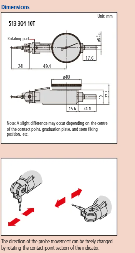 Dial Test Indicator, Universal Type 0.8mm, 0.01mm, Full Set, with Bracket 513-304-10T