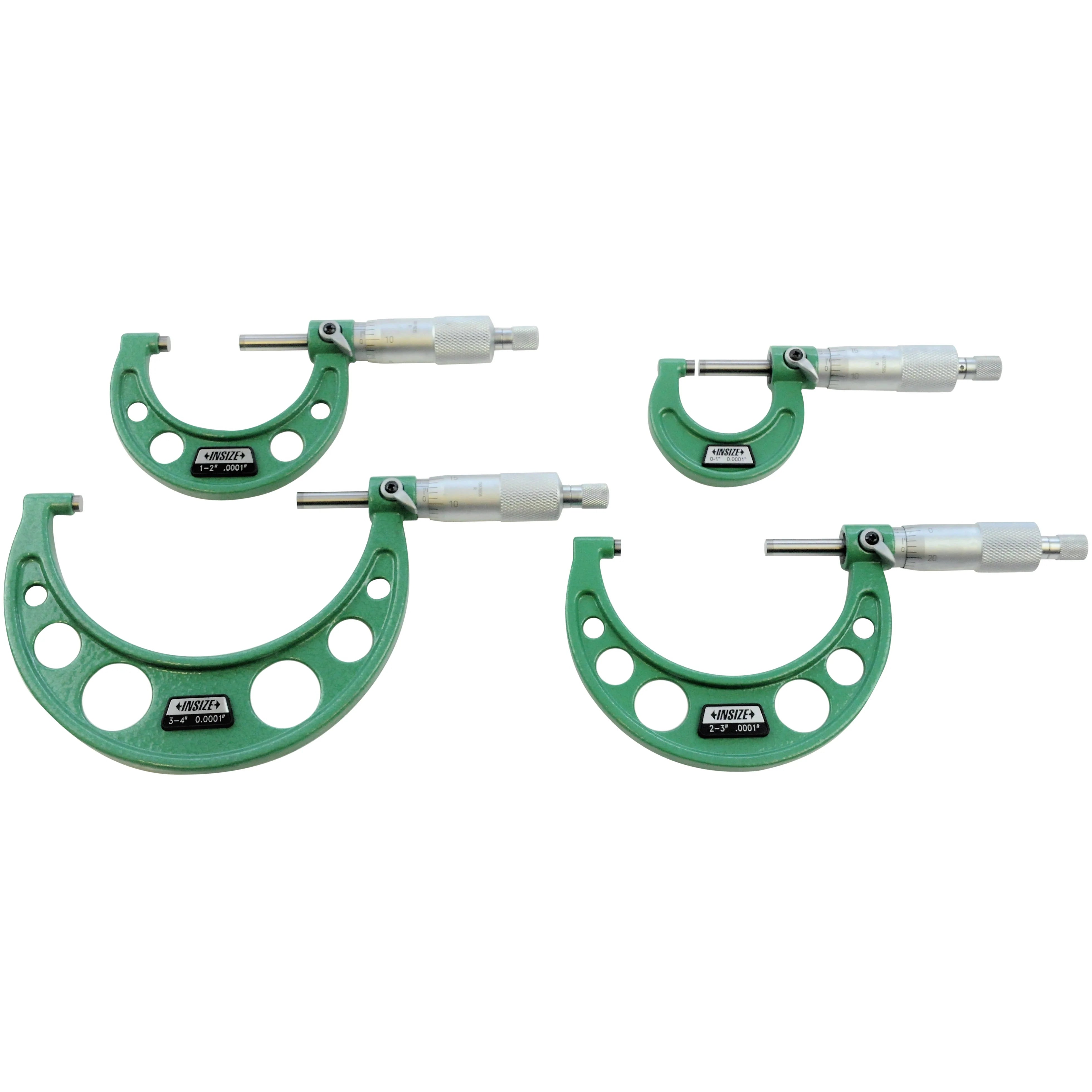 Insize 3202-44 Set of Insize mechanical micrometers with heat shield Range : 0-4" Graduation : .0001" Number of Micrometers : 4, Ratchet, Heatshield