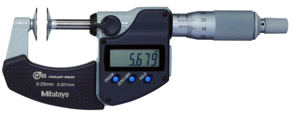Digital Disc Micrometer IP65 0-25mm, Disk=20mm 323-250-30