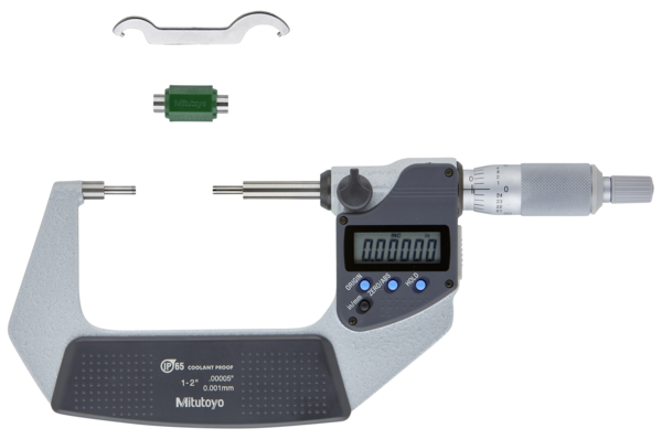 Digital Spline Micrometer IP65 Inch/Metric, 25-50mm/1-2", 3mm Measuring Face 331-352-30