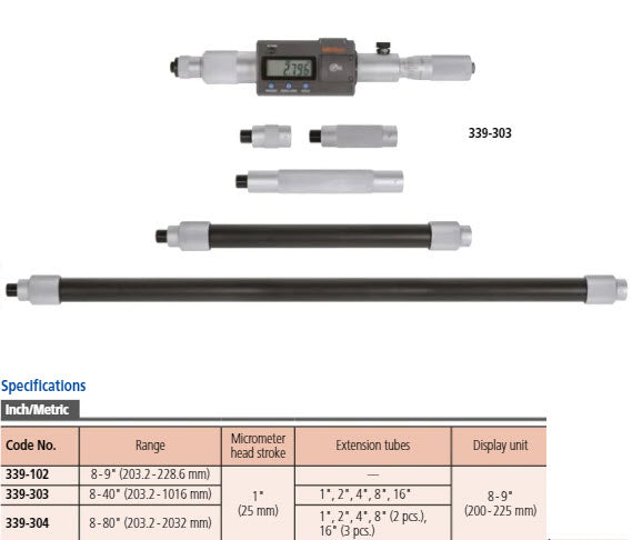 Mitutoyo Digital Tubular Inside Micrometer (Pipe) 339-304