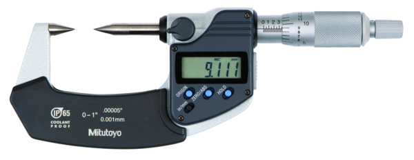 Digital Point Micrometer IP65 Inch/Metric, 0-25mm/ 0-1", 30° Tip 342-361-30