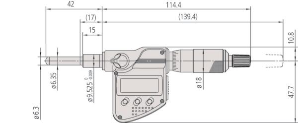 Mitutoyo Digital Micrometer Head 0-1", SR4 Spindle, 0,375" Plain Stem 350-353-30