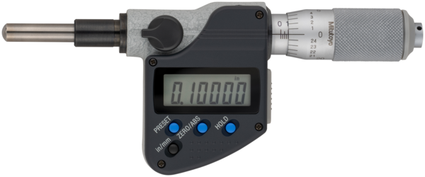 Mitutoyo Digital Micrometer Head, 0-1" Flat Spi., 0,375" Plain Stem. w/o Rat. 350-357-30