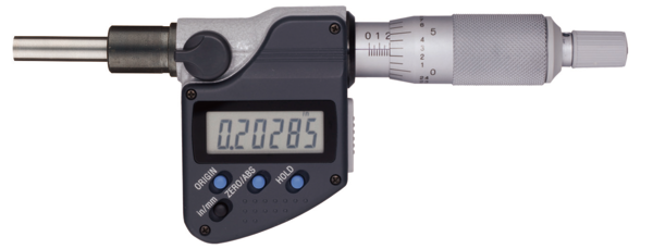 Mitutoyo Digital Micrometer Head, IP65 0-1", Flat Spindle, Clamp Nut, 0,5" Stem 350-381-30