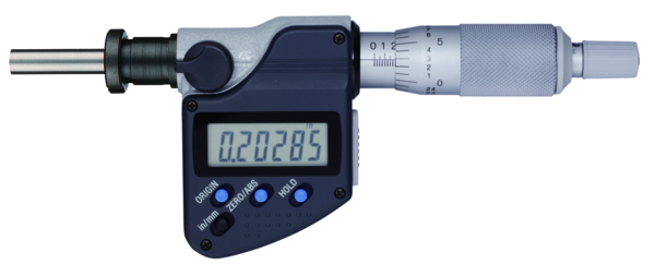 Mitutoyo Digital Micrometer Head, IP65 0-1", Flat Spindle, Clamp Nut, 0,5" Stem 350-382-30