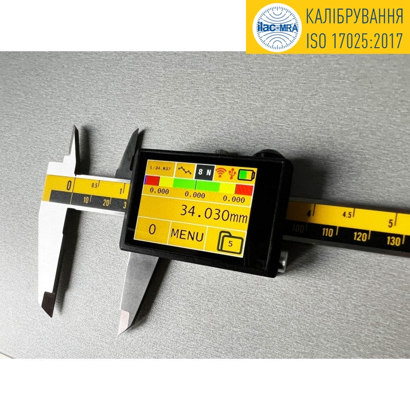 Microtech 6"/150mm x .001mm/.00005" Digital Caliper Accuracy .010mm, computerised display with linear correction, Adjustable force 1-20N, Item number 141097015A