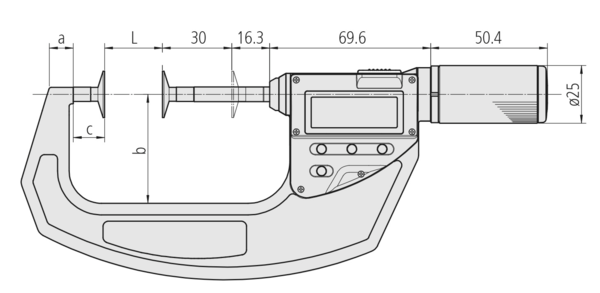 Digital Disc Micrometer QuickMike, IP65 0-30mm, Disk=20mm 369-411-20