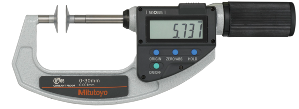 Digital Disc Micrometer QuickMike, IP65 Inch/Metric, 0-1,2", Disk=20mm 369-421-20