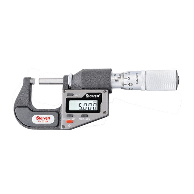 Digital Micrometer Starrett 3732MEXFL-25 Micrometer; 0-25mm Range-Friction Thimble