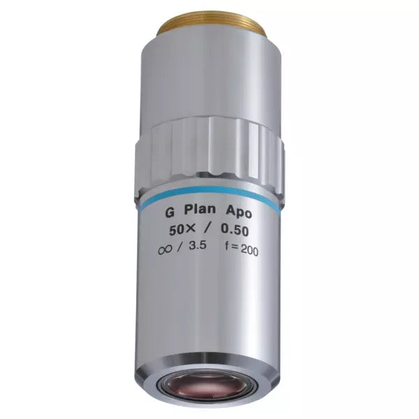 378-848-3 G Plan Apo 50X(t3.5) Objective for bright-field observation in visible range with cover glass compensation