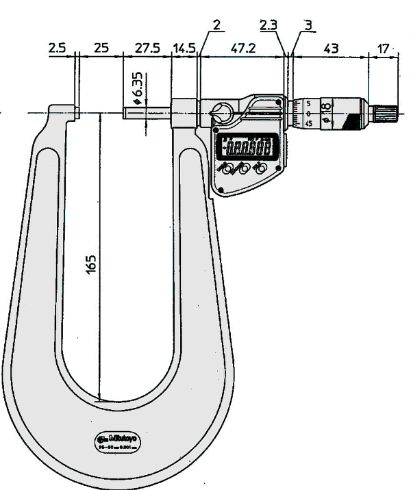 Digital Sheet Metal Micrometer IP65 Inch/Metric, 0-1", Spherical Anvil/Spindle 389-371-30