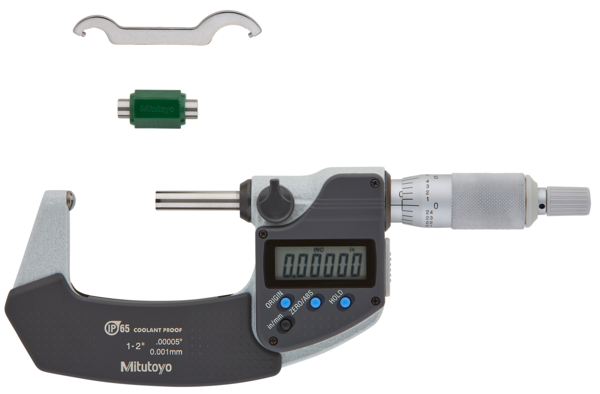 Digital Tube Micrometer, Spherical Anvil Inch/Metric, 25-50mm/ 1-2", IP65 395-352-30