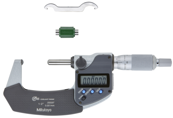 Digital Tube Micrometer. Spherical. Anvil/Spindle Inch/Metric, 25-50mm/1-2", IP65 395-372-30