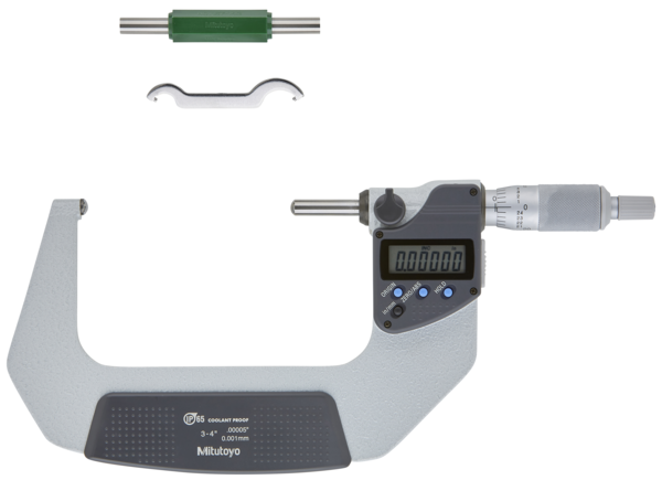 Digital Tube Micrometer. Spherical. Anvil/Spindle Inch/Metric, 75-100mm/3-4", IP65 395-374-30