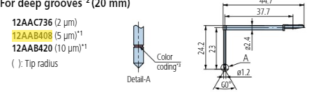 Deep groove 20mm stylus - R5µm; 90° for Surftest; Formtracer SV-C 12AAB408