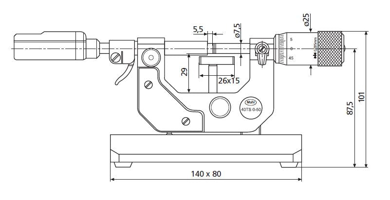 Mahr 4154031 Micromar Precision Bench Micrometer 40 TS Range 0-50mm Without Comparator