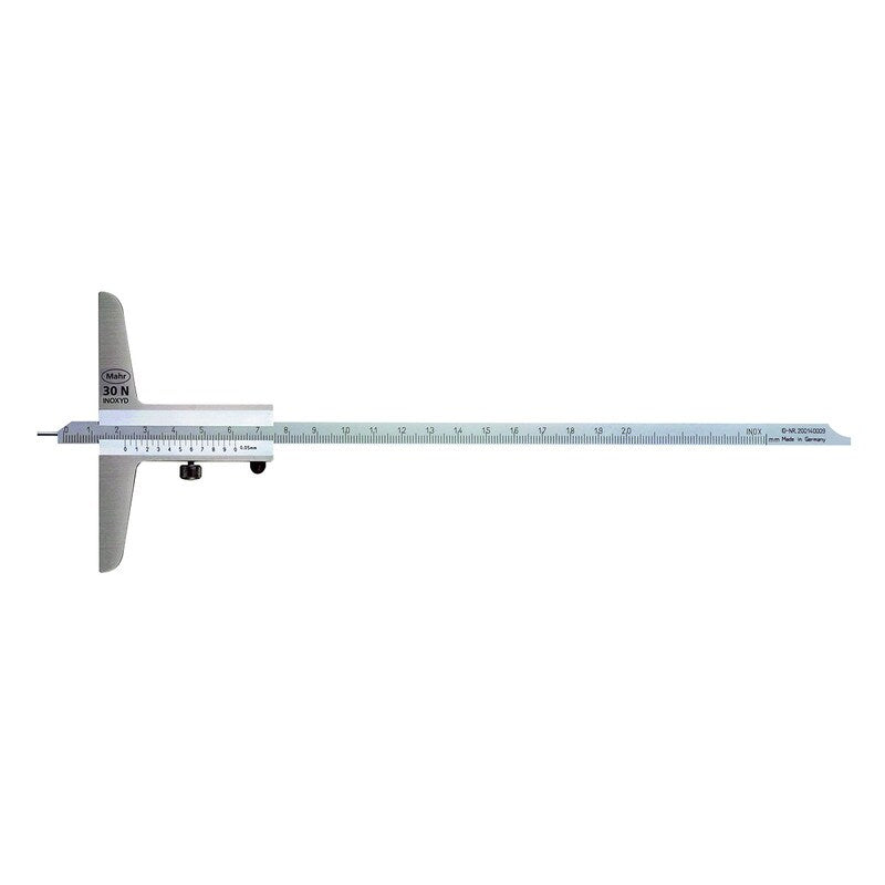 Mahr 4127301 Depth Gauges Mahr Vernier Depth Gauge Standard Graduation: .05mm Model: 30N Range: 200mm Base Length: 100mm