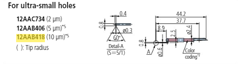 Ultra small hole stylus - R10µm; 90° for Surftest; Formtracer SV-C 12AAB418