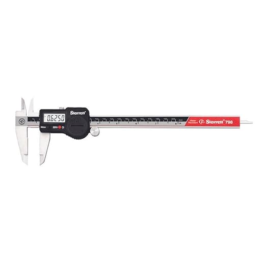 Starrett Electronic Caliper IP67, 798B-8/200, Stainless Steel, Battery Powered, Inch/Metric, 0-6"/0-150mm Range, +/-0.001" Accuracy, 0.0005"/.01mm Resolution, Meets DIN 862 Specifications