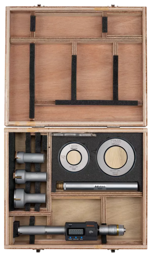 Digital 3-Point Internal Micrometer Set 0,8 - 2", Interchange. Head IP65, 468-978