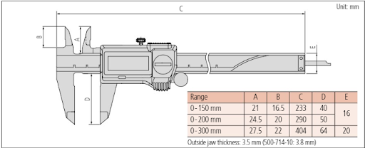 Digital ABSOLUTE Coolant Proof IP67 Caliper 0-300mm(0-12") W/O Output 500-754-20