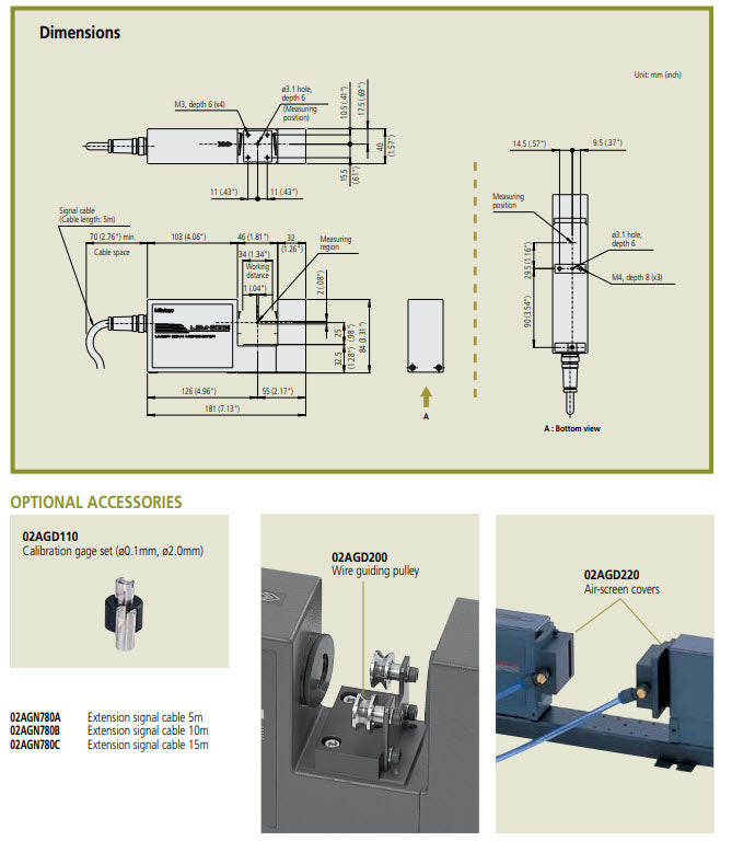 Mitutoyo 544-532 Ultra High Accuracy Laser Scan Micrometer LSM-500S 0.005-2mm / .0002-0.08", IP64 Rating, Note 544-072E should be ordered with this unit.