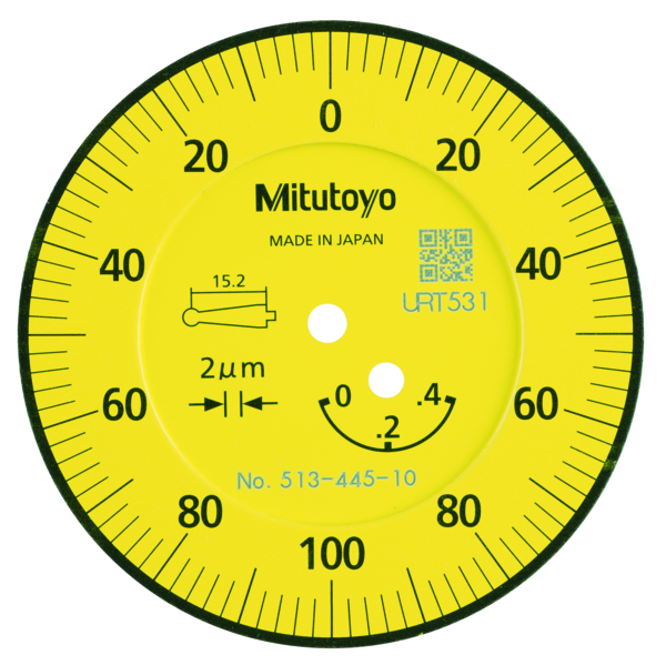 Dial Test Indicator, Horiz. 20° Face 0.4mm, 0.002mm, 8mm Stem 513-445-10E