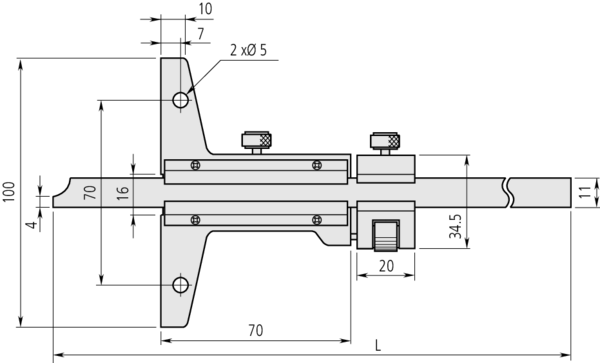Vernier Depth Gauge 0-150mm, 0,02mm, Fine adjustment 527-101