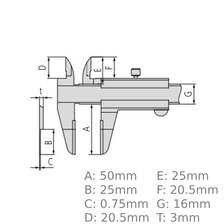 Vernier Point Caliper 0-200mm, 0,05mm, Metric 536-135