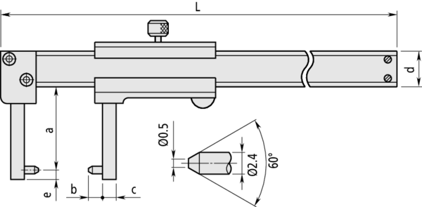 Mitutoyo Vernier Neck Caliper Point Jaw Outside 0-150mm, 0,05mm, Metric 536-152