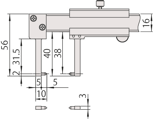 Mitutoyo Vernier Neck Caliper Point Jaw Outside 0-150mm, 0,05mm, Metric 536-152