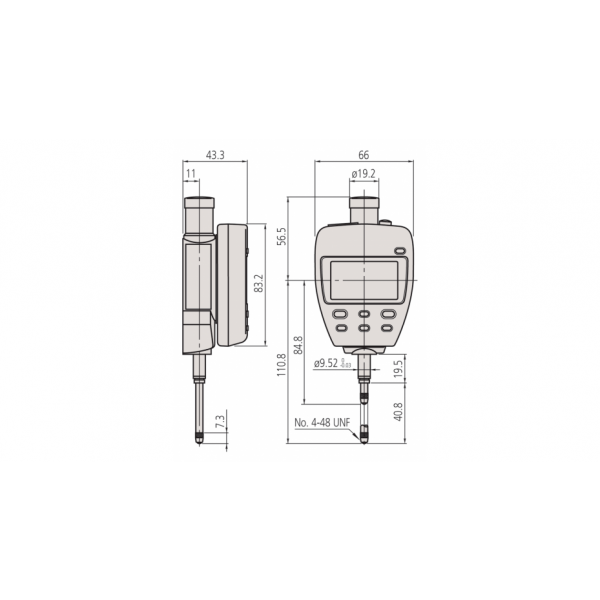 Mitutoyo Series 543-554E IDF ABS Digimatic model Accuracy:0.003mm Meas. Force:1.8N No.:543-554E Range:50mm/2" Resolution (switchable):0.001mm/0.01mm (0.00005"/0.0005"/0.0001"/0.001")