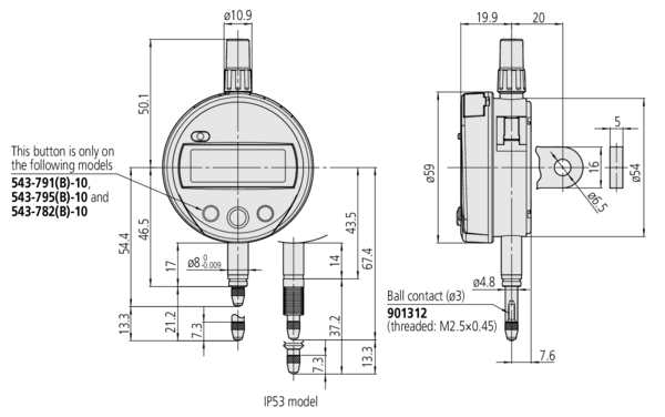 Digital Indicator ID-S Inch/Metric, 0,5", 0,0005", Flat Back Plate 543-782