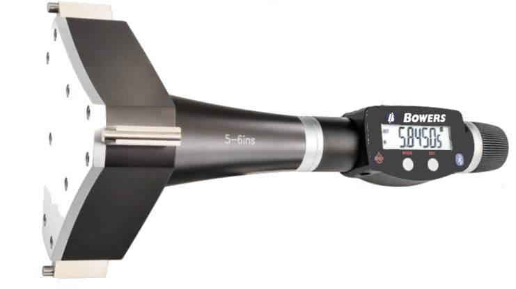 Bowers XTD125i-BT Digital Pistol Grip Electronic Holemike Internal Micrometer, 5"-6" Measuring Range