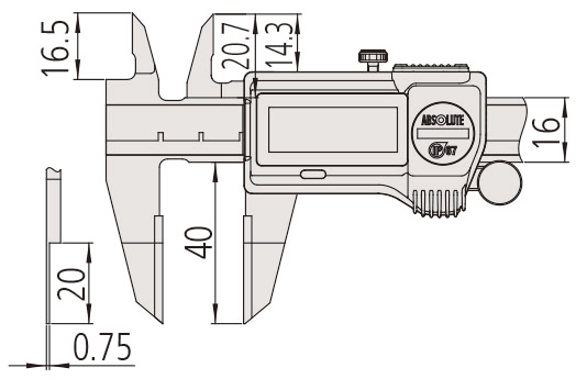 Digital ABS Blade Caliper 0-150mm, IP67, Thumb Roller 573-634-20